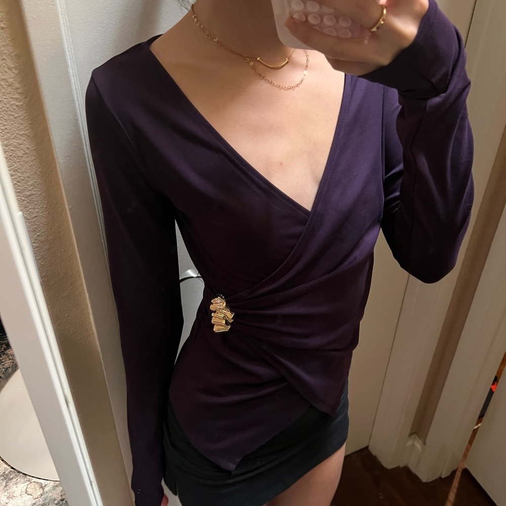 Plunge Neckline Wrap Top